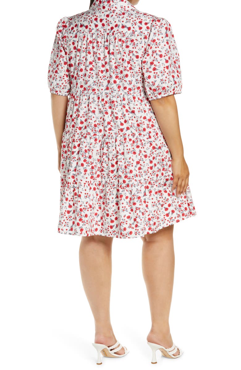Eliza J Print Tiered Shirtdress & Face Mask Set, Alternate, color, 