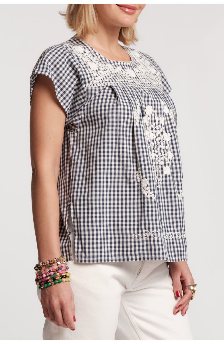 Frances Valentine Camila Top Gingham, Alternate, color, Navy/Oyster