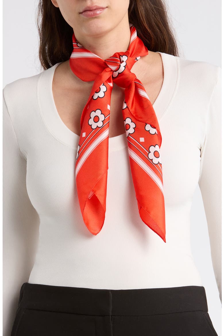 Daisy Dot Silk Square Scarf, Main, color, MARASCHINO RED