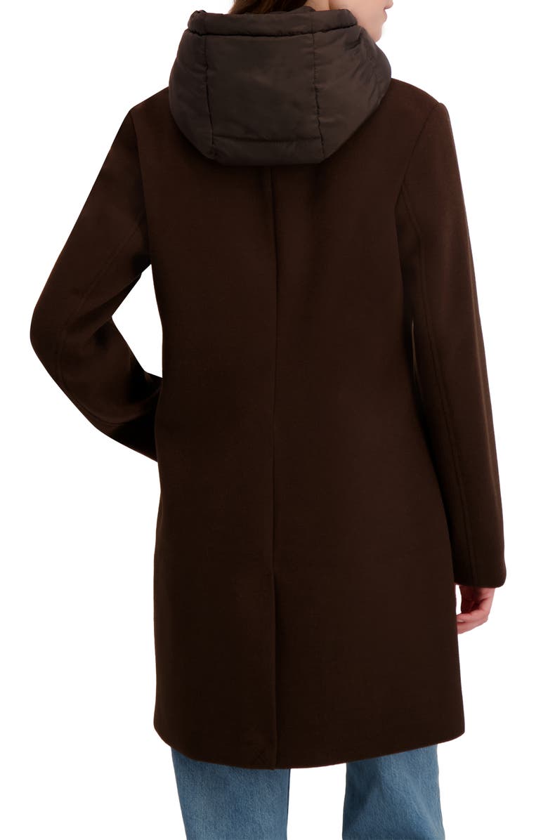 Laundry by Shelli Segal Longline Jacket with Puffer Quilted Hooded Bib, Alternate, color, Dark Brown
