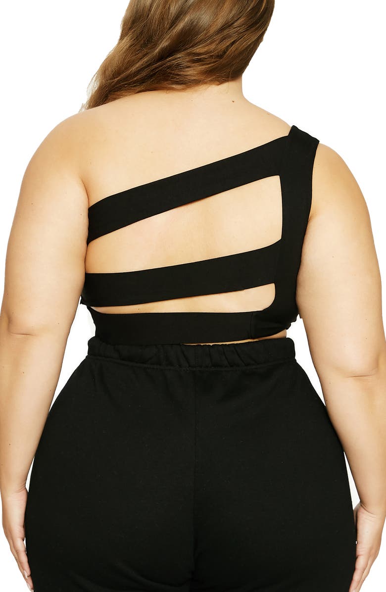 Naked Wardrobe x Lori Harvey One-Shoulder Back Cutout Crop Top, Alternate, color,