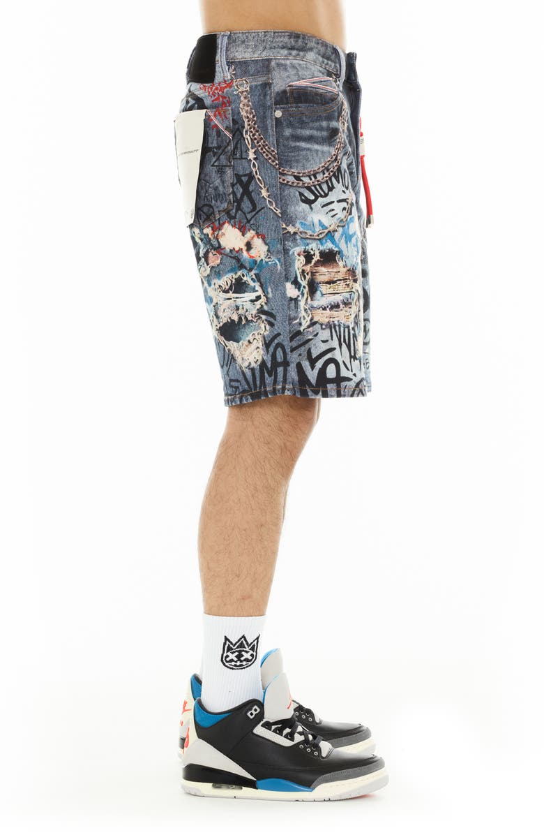 Cult of Individuality Grunge Distressed Denim Shorts, Alternate, color, Digital