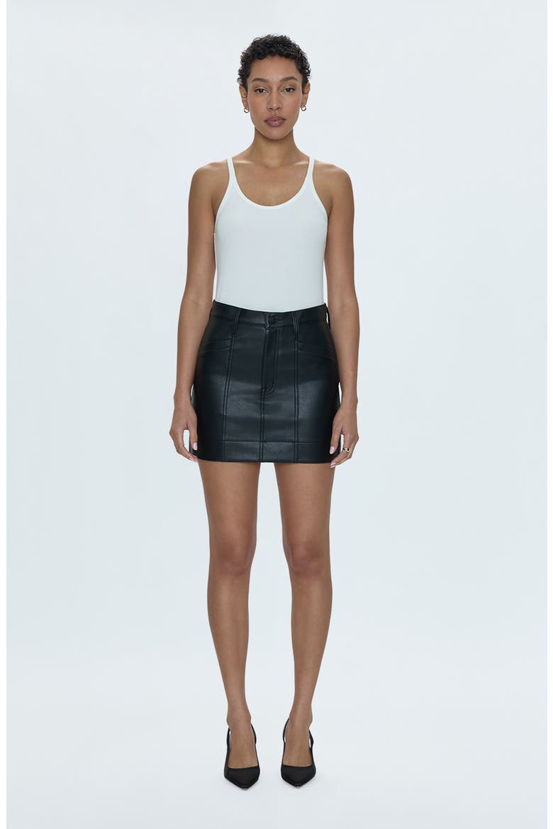 Tera Faux Leather Miniskirt, Alternate, color, SLATE BLACK