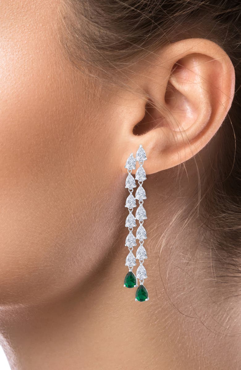 CZ by Kenneth Jay Lane Pear Cut Cubic Zirconia Linear Drop Earrings, Alternate, color, 