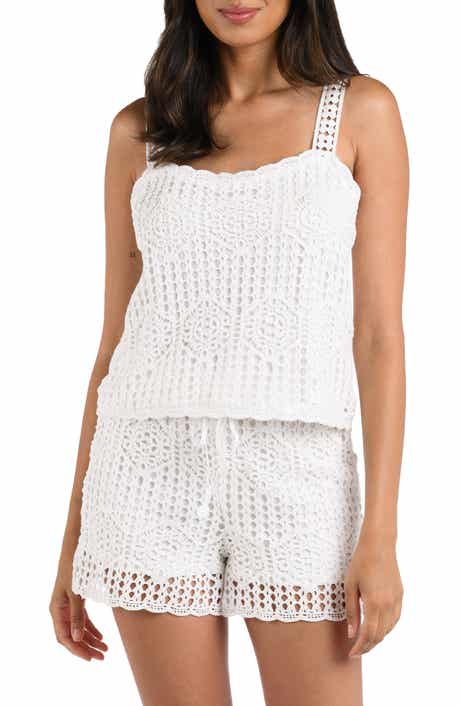La Blanca Waverly Lace Overlay Cotton Cover-Up Camisole