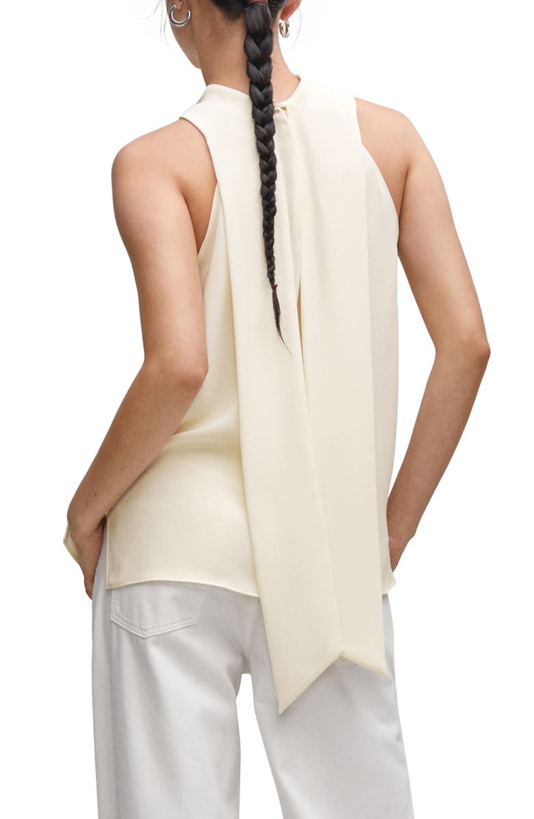 MANGO Keyhole Tie Neck Top, Alternate, color, 