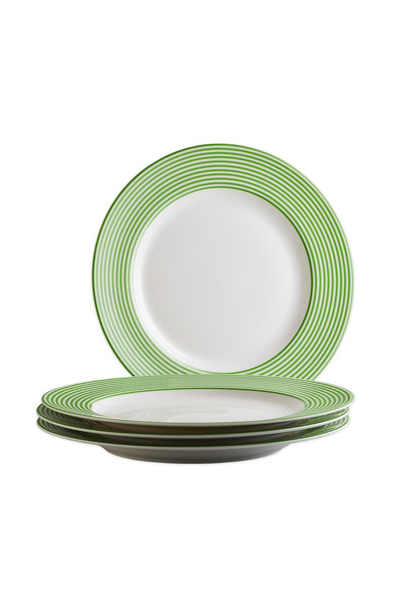 Newport Verde Stripe Dinner Plate - Porcelain - Set 4, Alternate, color, GREEN