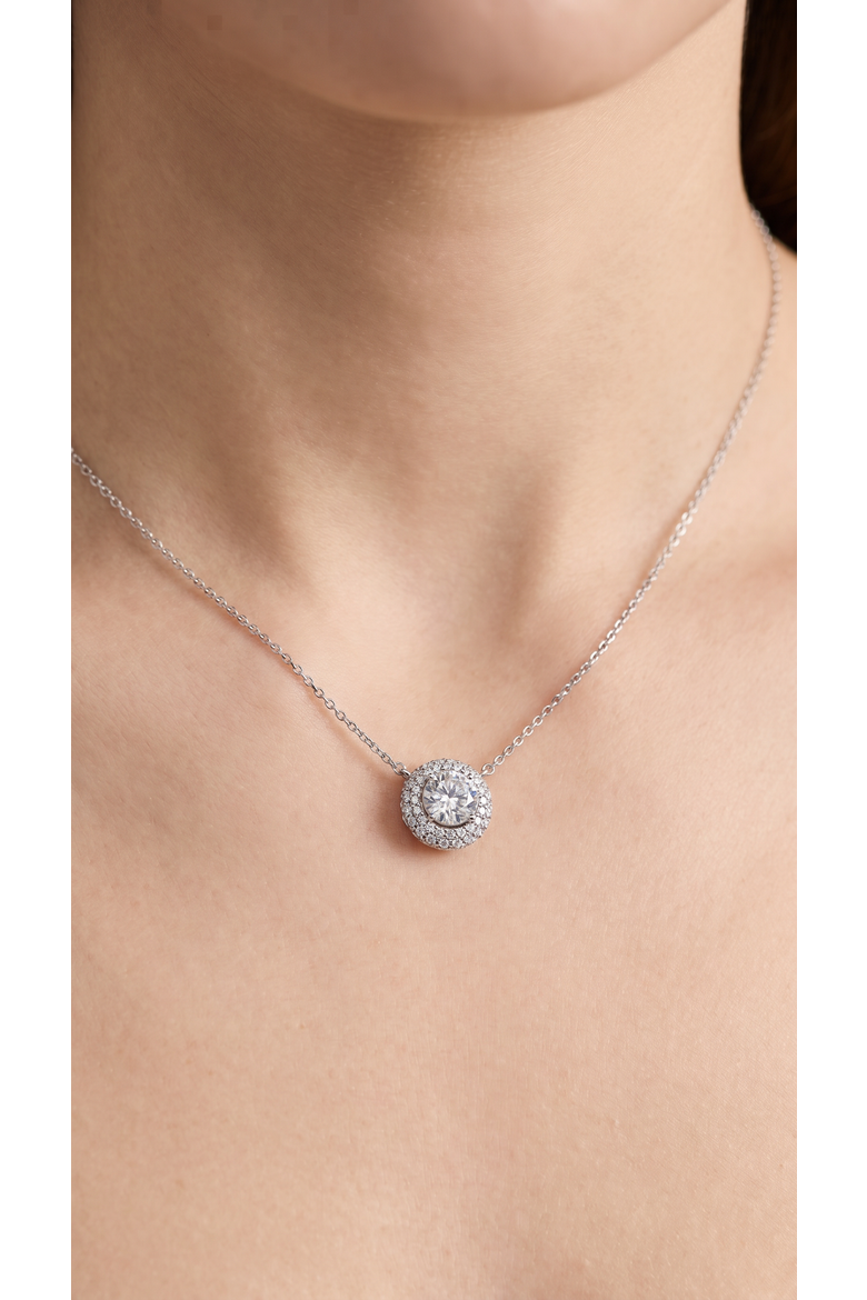 Certified 3 1/2Ct Euro Diamond Pendant 14k Gold 18" Women's Necklace Lab Grown, Alternate, color, White Gold
