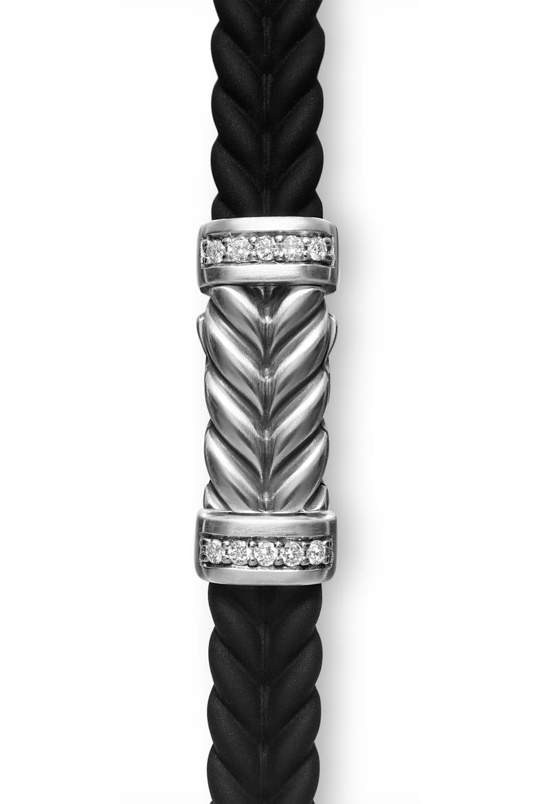 Men's Chevron Station Rubber Bracelet, Alternate, color, BLACK/DIAMOND