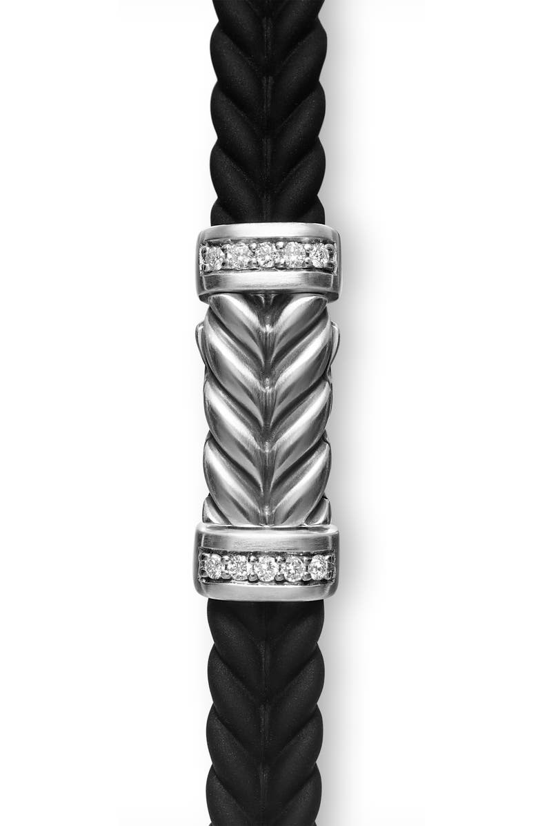 David Yurman Men's Chevron Station Rubber Bracelet, Alternate, color, Black/Diamond