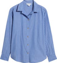 beachlunchlounge Bentley Stripe Long Sleeve Cotton Button-Up Shirt