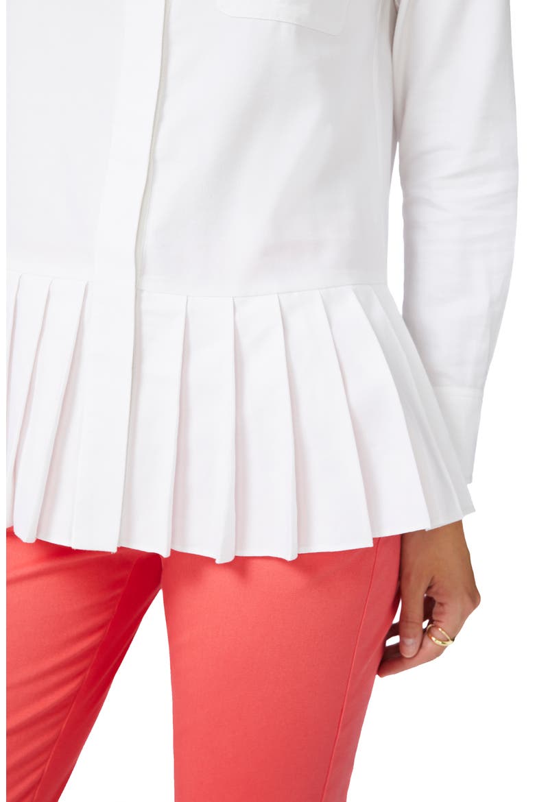 Pleated Peplum Cotton Blend Shirt, Alternate, color, ULTRA WHITE
