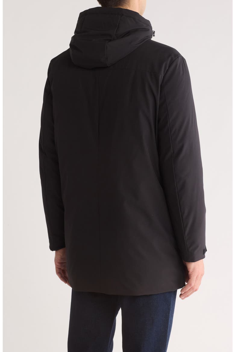 Hooded Water Resistant Stadium Jacket, Alternate, color, BLACK