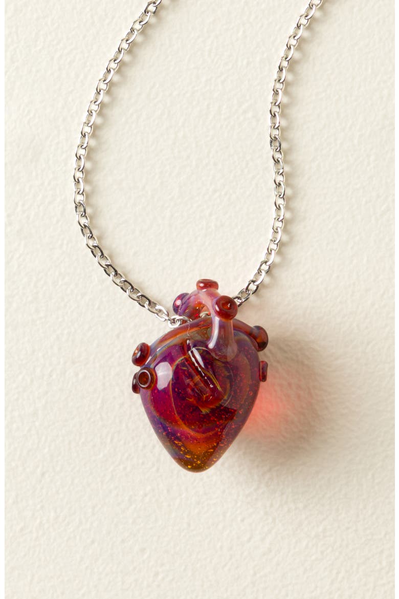 Anatomical Glass Heart Necklace, Alternate, color, Multi