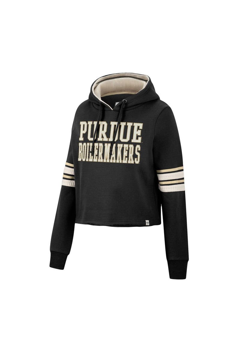 COLOSSEUM Women's Colosseum Black Purdue Boilermakers Retro Cropped Pullover Hoodie, Alternate, color, 
