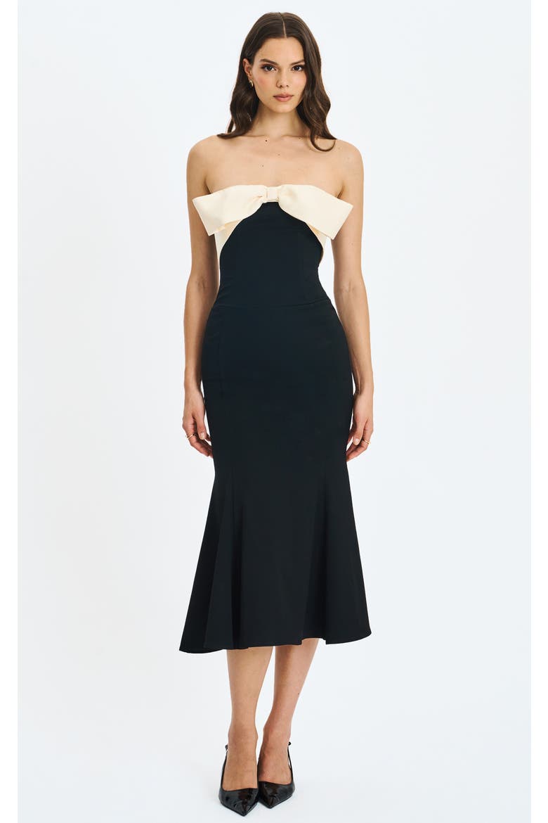 Saige Mermaid Maxi Dress with Bow Bustline, Main, color, Black