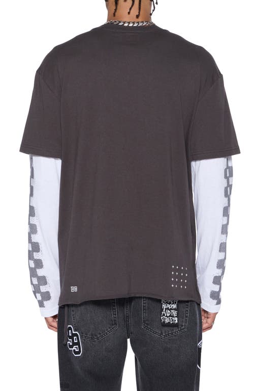 Ksubi Engine Layered Long Sleeve Graphic T-shirt In Black