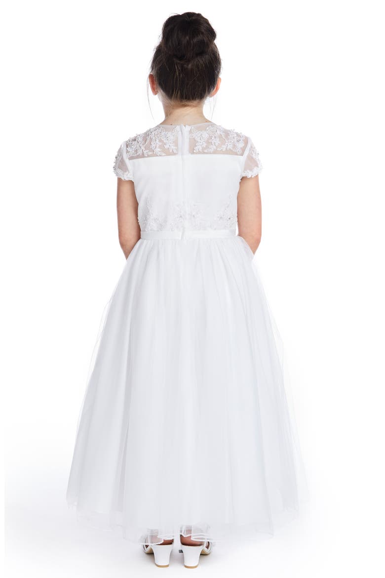 Beaded Lace Bodice First Communion Dress, Alternate, color, WHITE