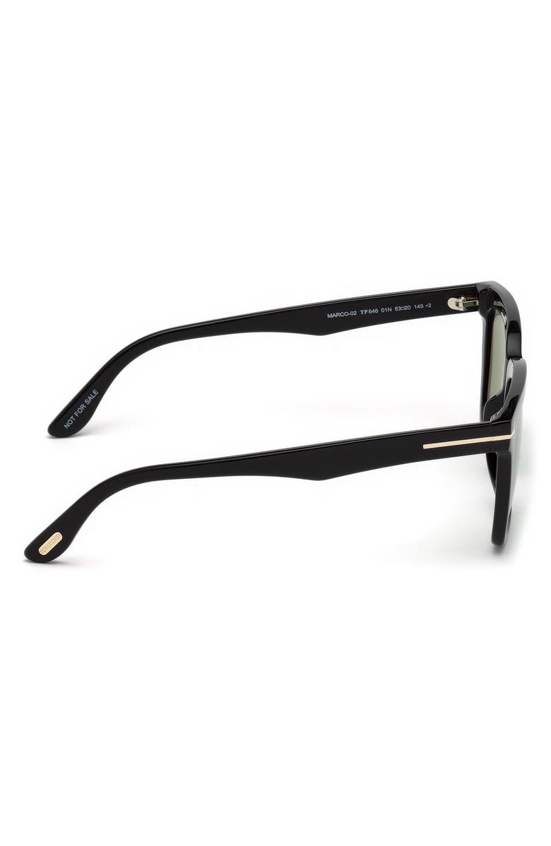 TOM FORD 56mm Round Sunglasses, Alternate, color, Shiny Black / Green