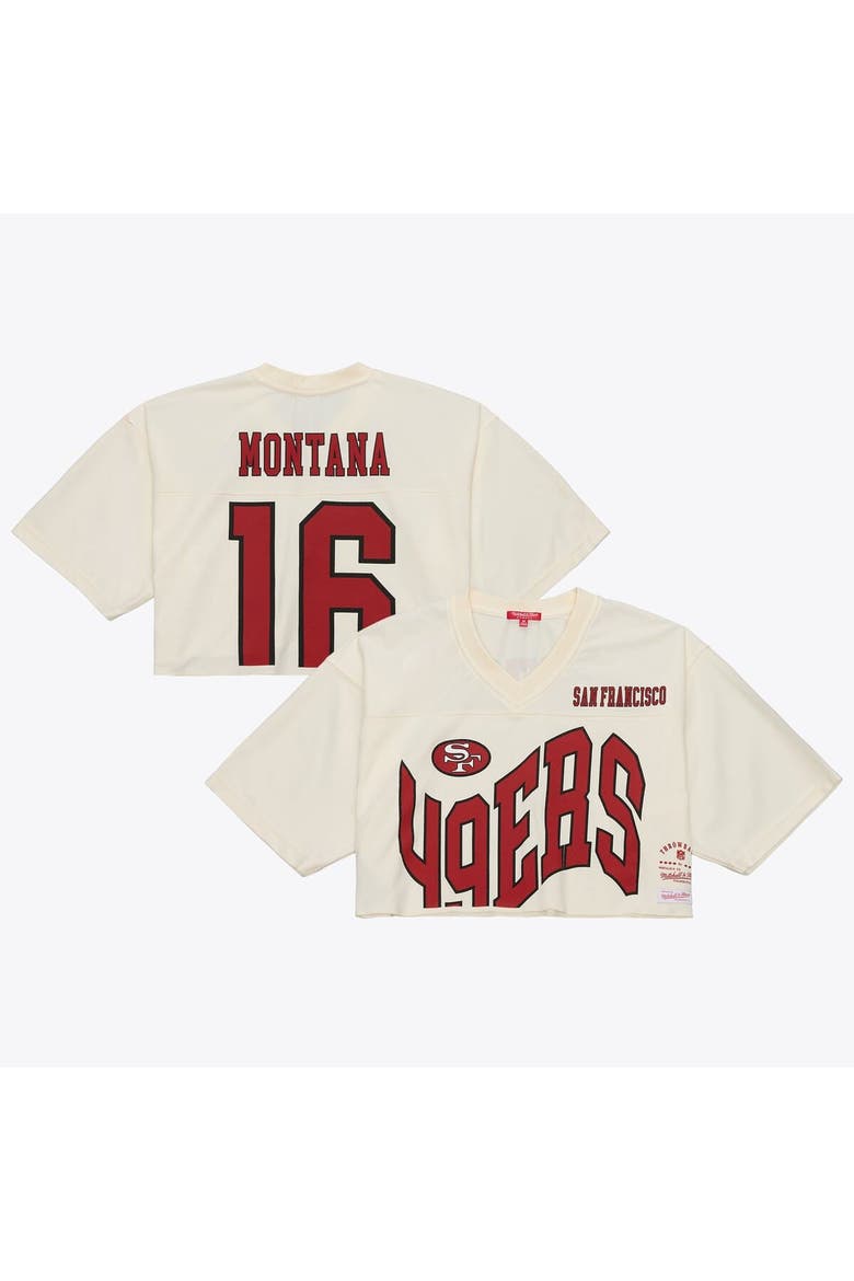 Women's Mitchell & Ness Joe Montana Cream San Francisco 49ers Retired Player Cropped Fashion Jersey, Main, color, Cream