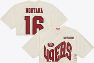 Mitchell & Ness Women's Mitchell & Ness Joe Montana Cream San Francisco 49ers Retired Player Cropped Fashion Jersey