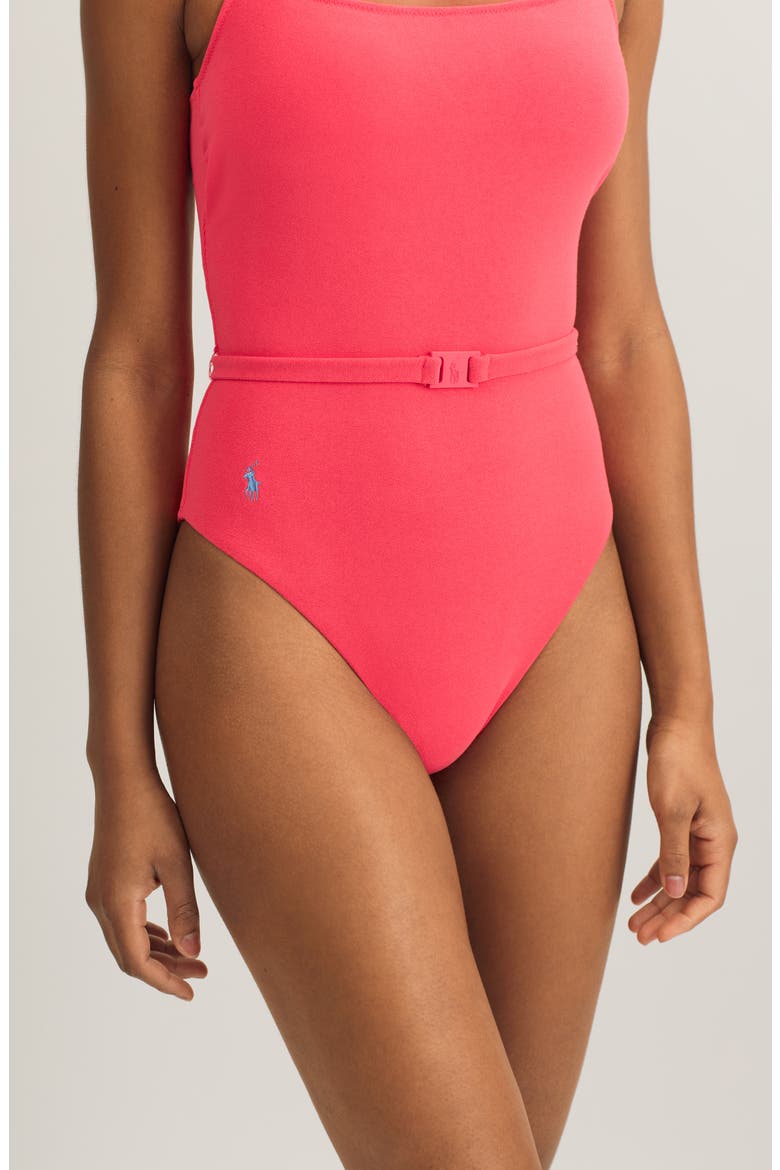 Kennedy Belted One-Piece Swimsuit, Alternate, color, CORAL