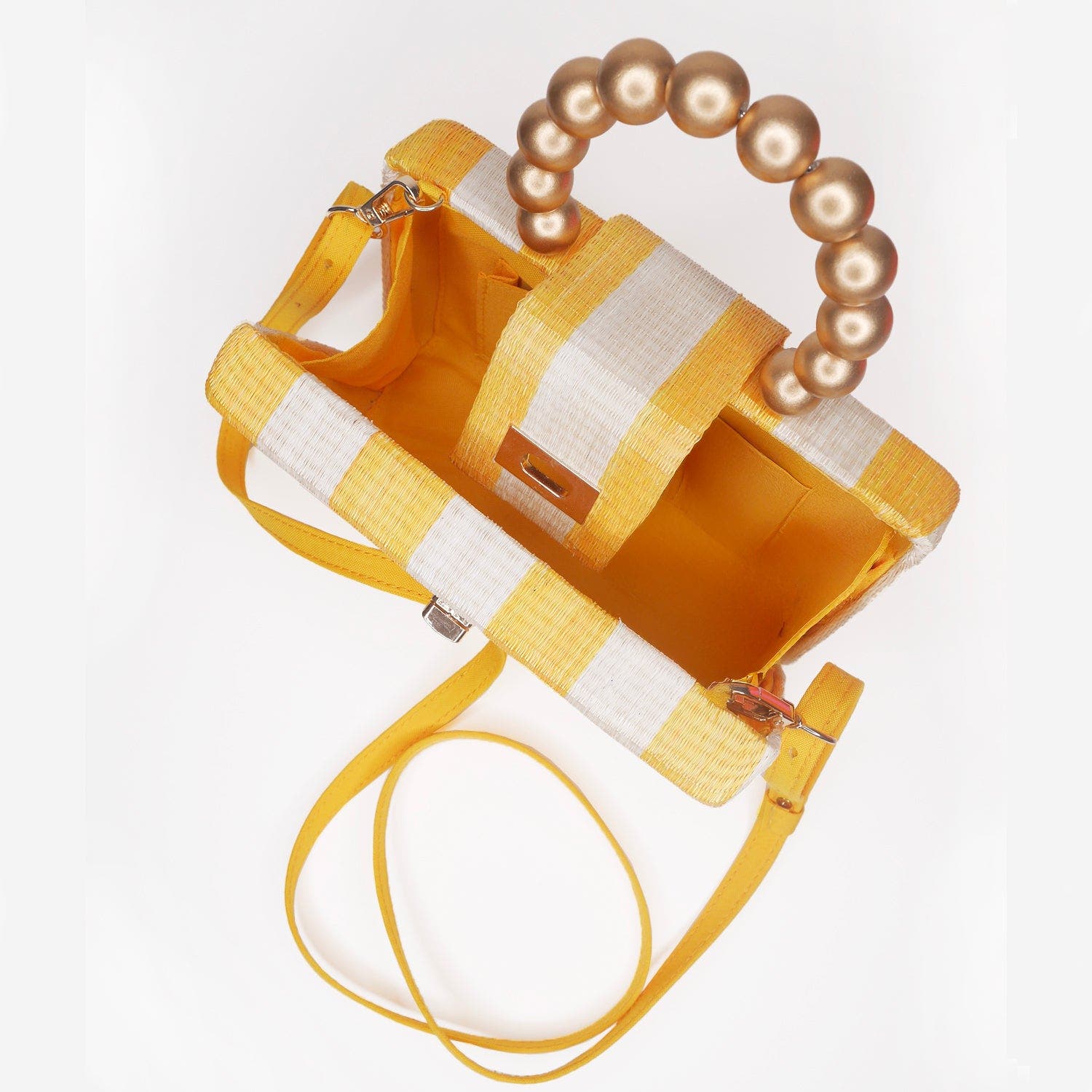 Soli & Sun THE LOUISA Woven Straw Clutch Bag, Alternate, color, Yellow & Cream Stripe