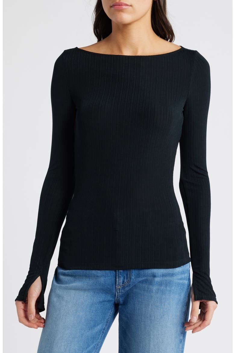 Lucina Variegated Rib Top, Main, color, BLACK