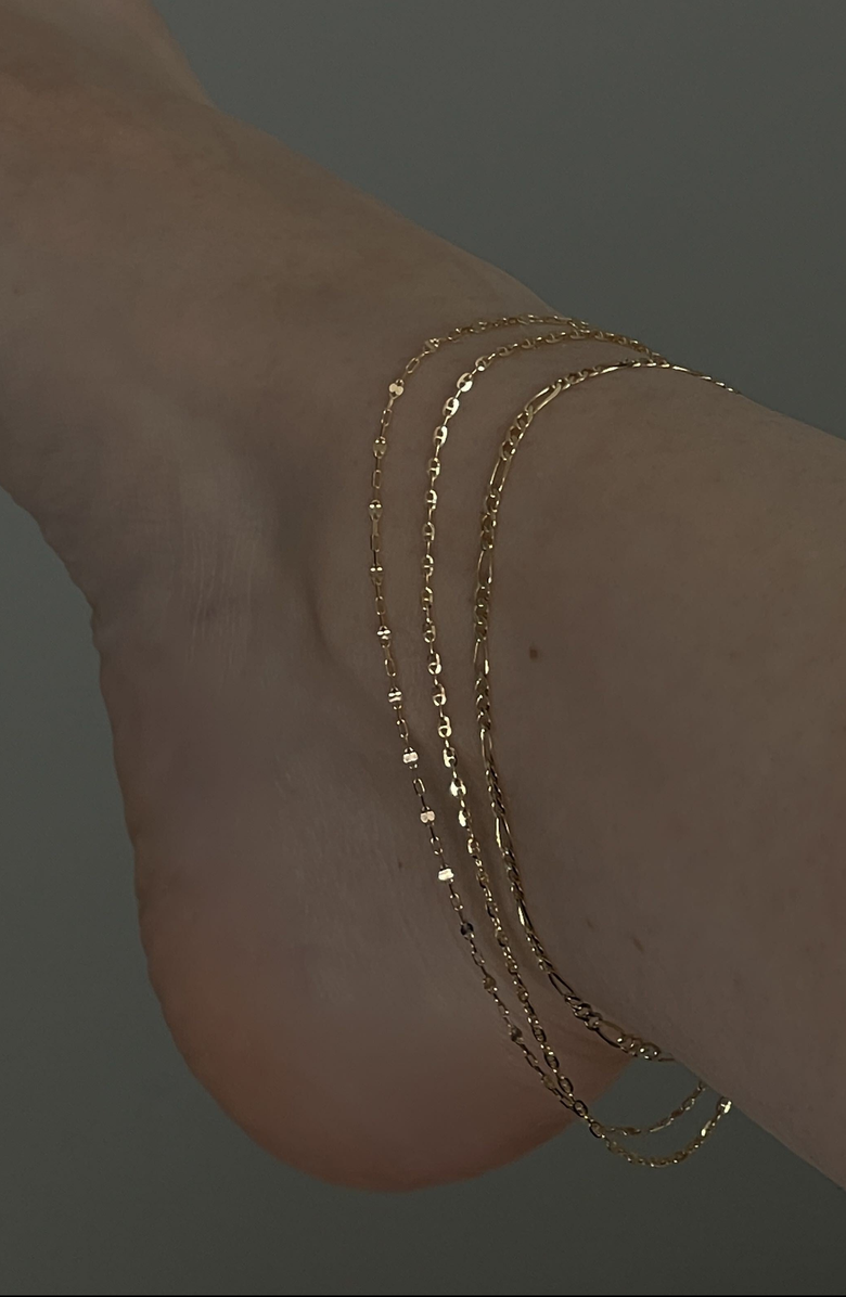 Kinn Diamond Cut Rolo Chain Anklet, Alternate, color, Gold