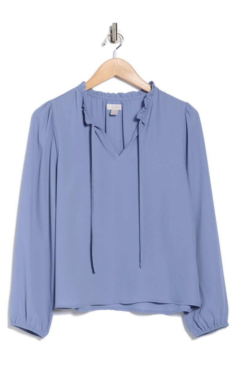 NORDSTROM RACK Ruffle Neck Top, Alternate, color, Blue Tempest