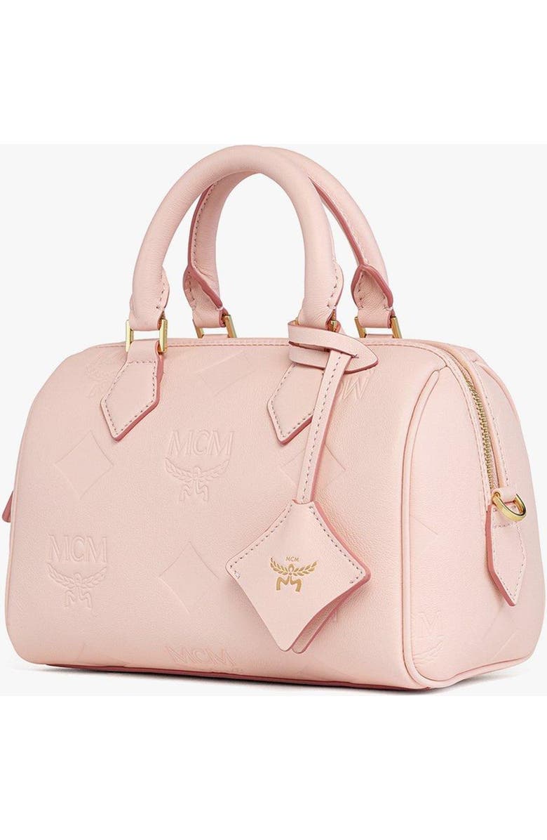 MCM Small Ella Boston Bag in Maxi Monogram Leather, Alternate, color, Lotus Pink