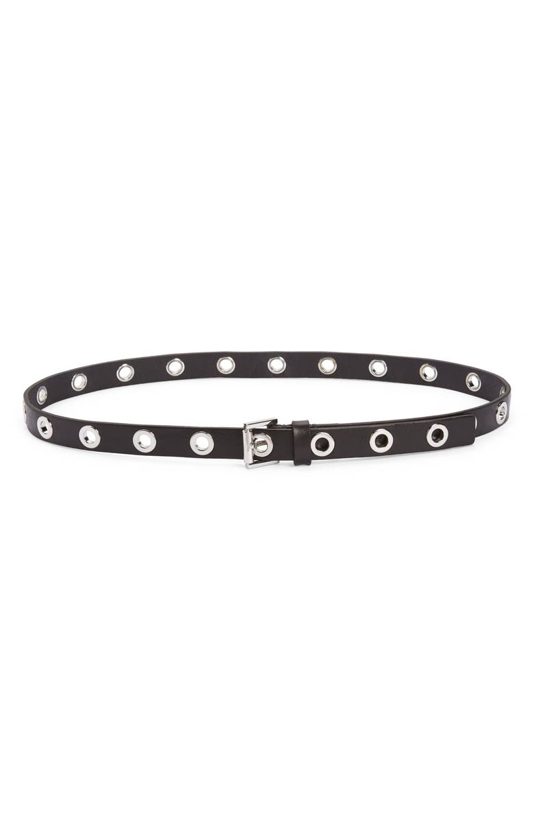 AllSaints Grommet Leather Belt, Main, color,