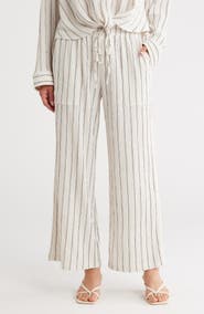 Caslon® Stripe Textured Crop Wide Leg Pants