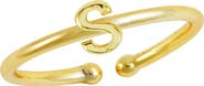 SAVVY CIE JEWELS 18K Yellow Gold Plated Initial Ring