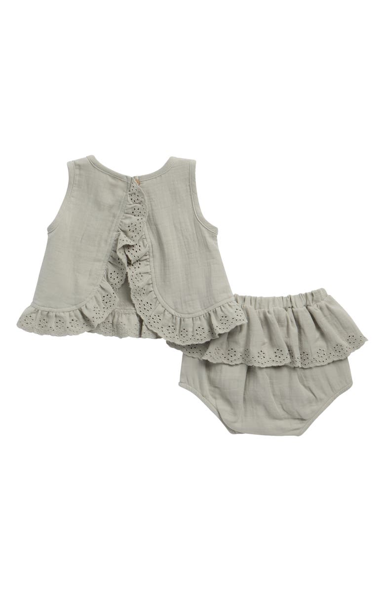 QUINCY MAE Ruffle Tulip Organic Cotton Tank & Bloomers Set, Alternate, color, Sage