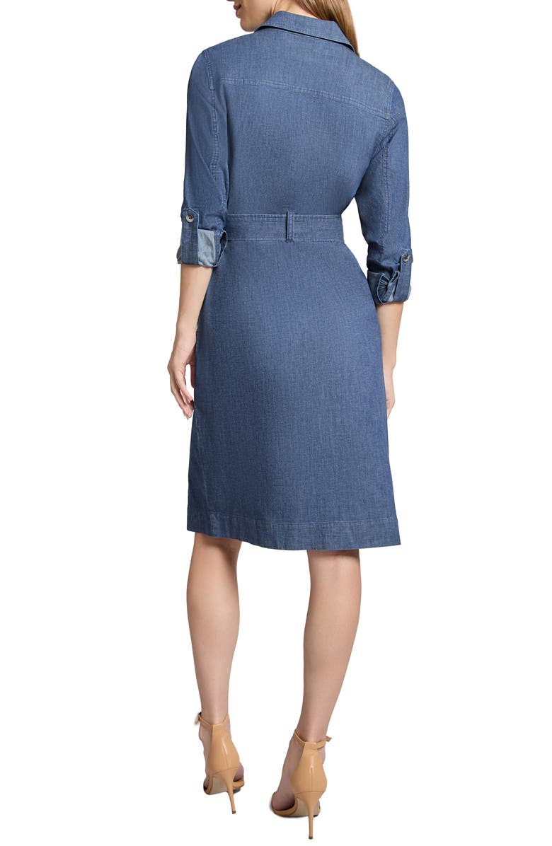 Jones New York Patch Pocket Long Sleeve Denim Shirtdress, Alternate, color, Dark Wash