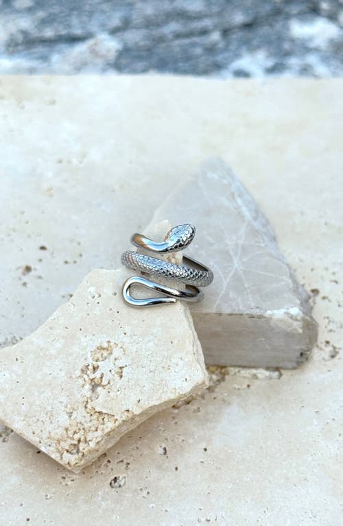 Adornia Curvy Snake Band Ring In Silver