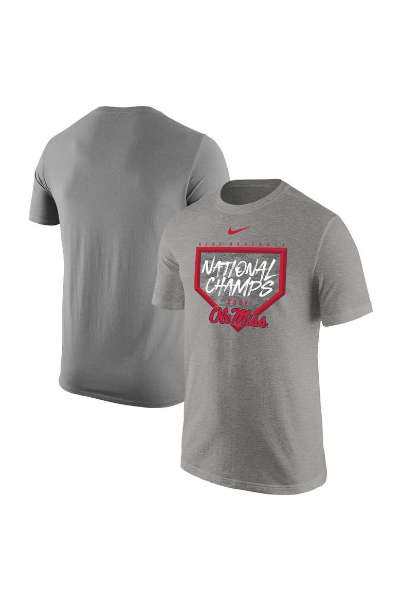 Men's Nike Heathered Gray Ole Miss Rebels 2022 NCAA Men's Baseball College World Series Champions T-Shirt, Main, color, Heather Gray