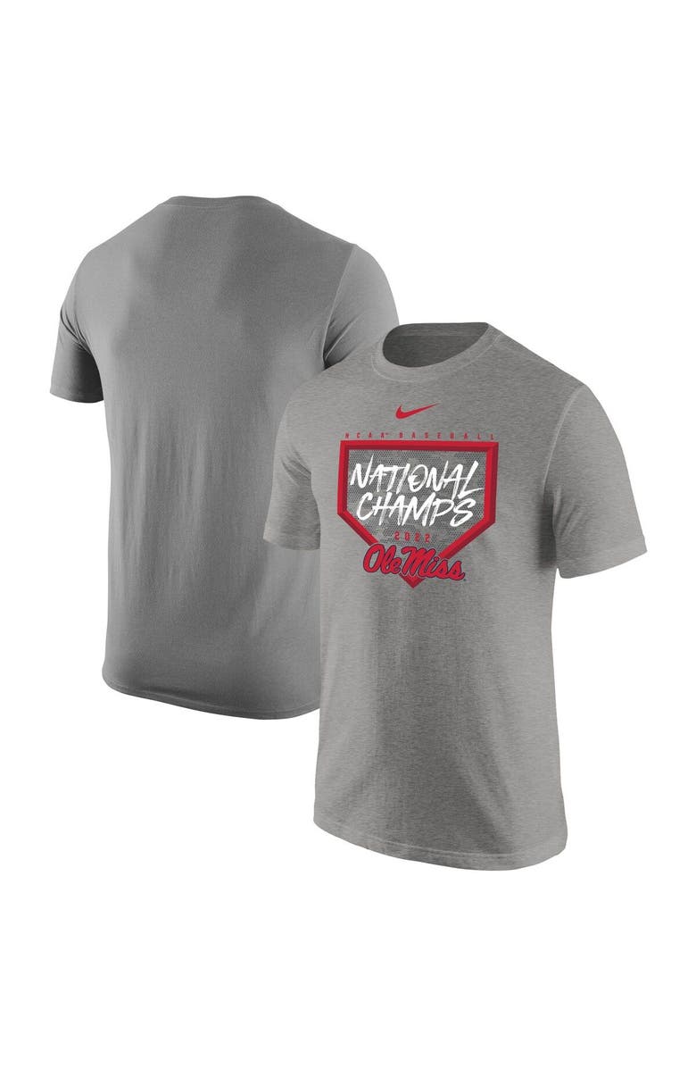 Nike Men's Nike Heathered Gray Ole Miss Rebels 2022 NCAA Men's Baseball College World Series Champions T-Shirt, Main, color, 