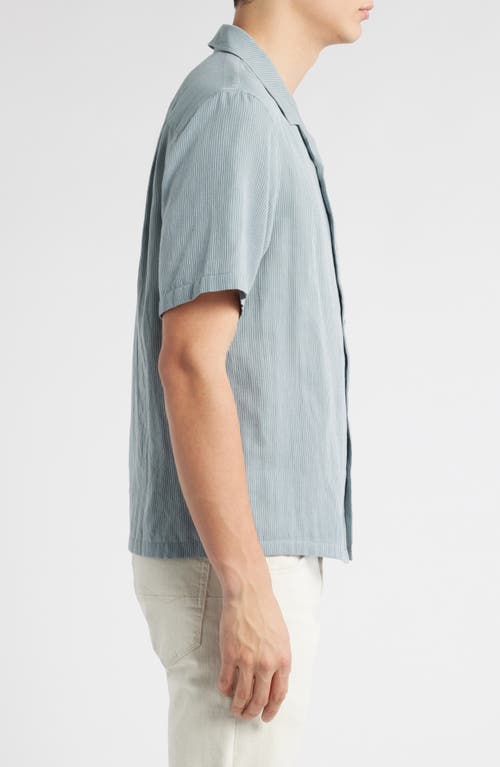 Rag & Bone Avery Cotton Gauze Camp Shirt In Stone Blue Stripe