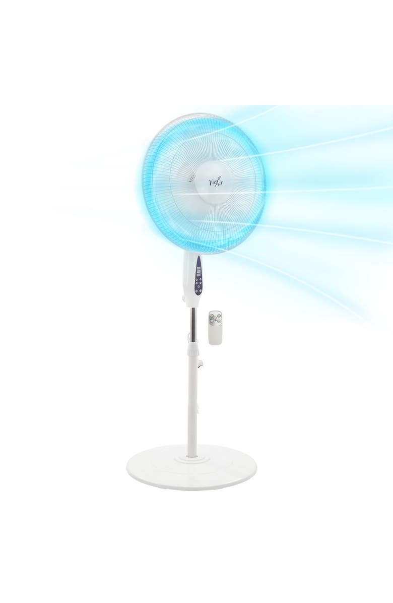 Vie Air 16 Inch 3 Speed Oscillating Stand Fan with Remote Control, Alternate, color, White
