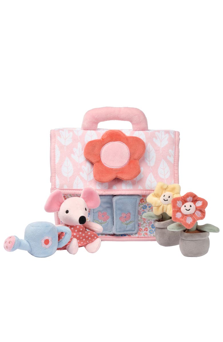 Lambs & Ivy Floral Cottage 5pc Interactive Flowers & Mouse Plush Play Set Toy, Main, color, Pink Multi