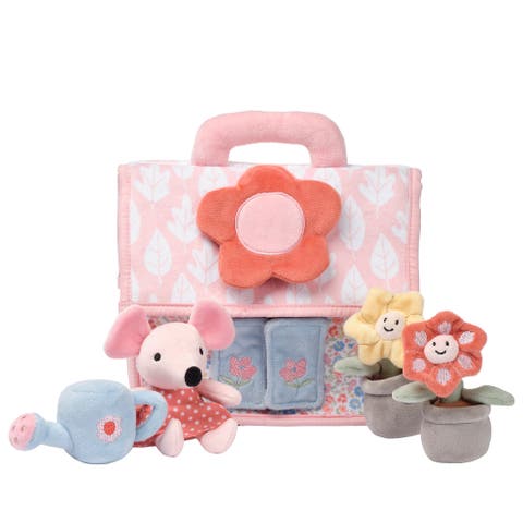 Floral Cottage 5pc Interactive Flowers & Mouse Plush Play Set Toy