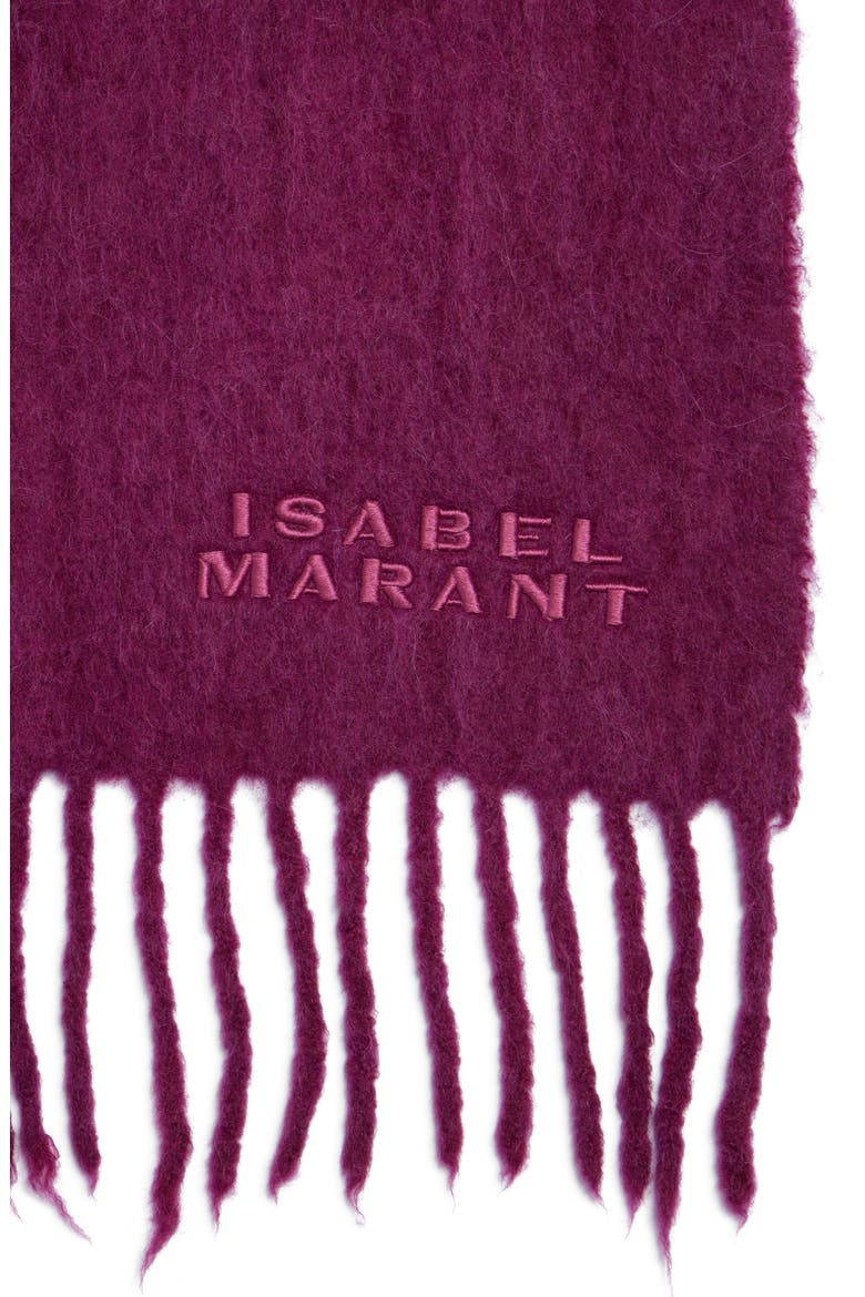 Firna Logo Embroidered Fringe Scarf, Alternate, color, PLUM