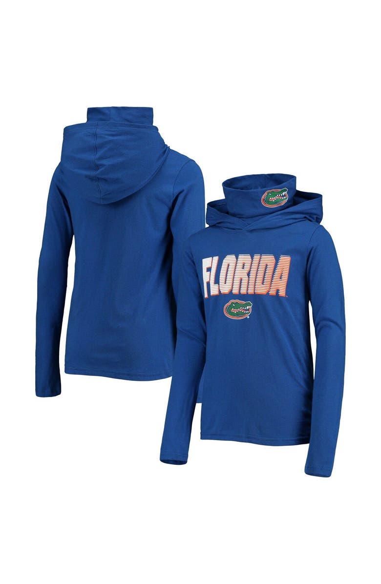 Outerstuff Youth Royal Florida Gators Blocker Sewn-in Gaiter Long Sleeve Hoodie T-Shirt, Alternate, color, 