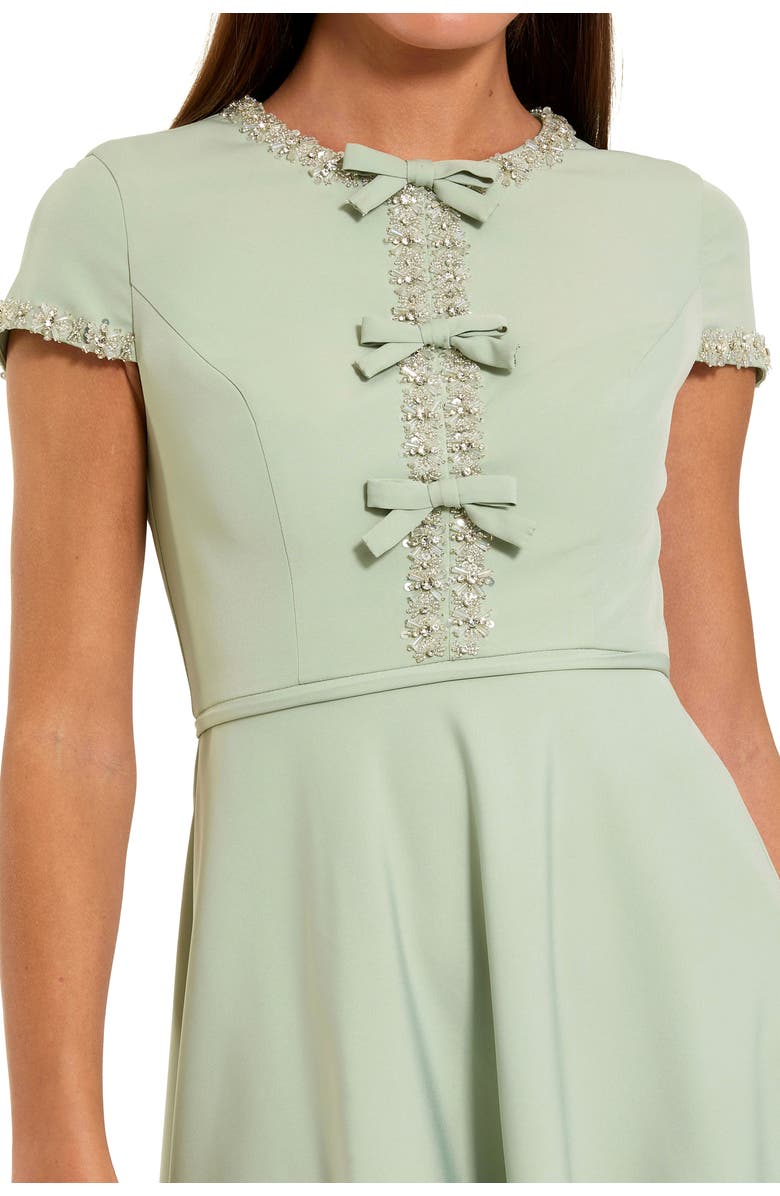 Mac Duggal Crepe Midi Dress With Rhinestone Beading, Alternate, color, Sage