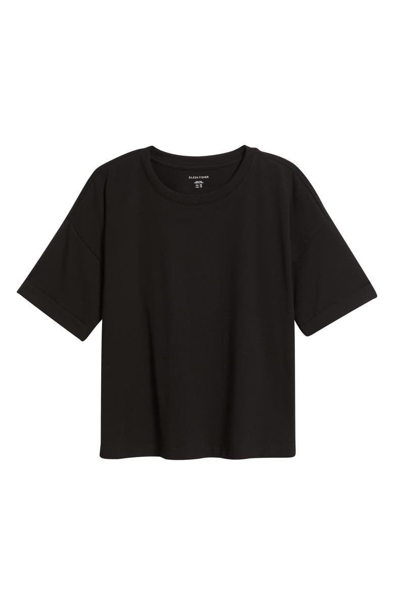 Eileen Fisher Cuffed Sleeve Cotton Crewneck T-Shirt, Alternate, color,