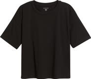 Eileen Fisher Cuffed Sleeve Cotton Crewneck T-Shirt