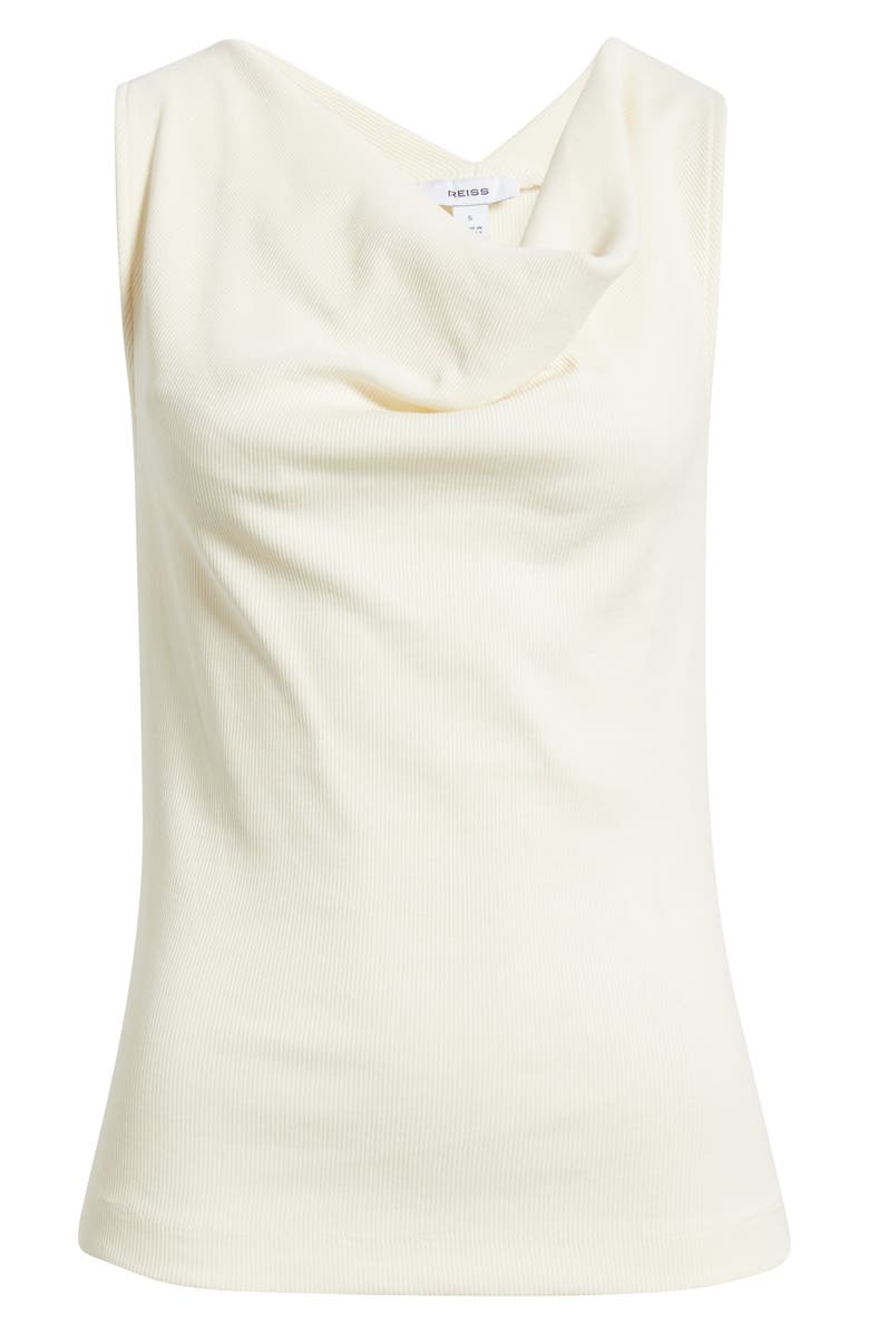 Reiss Lyra Cowl Neck Stretch Cotton Tank, Alternate, color, Ivory