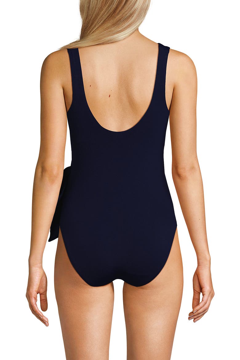 Chlorine Resistant Side Tie Wrap High Leg One Piece Swimsuit, Alternate, color, Deep Sea Navy